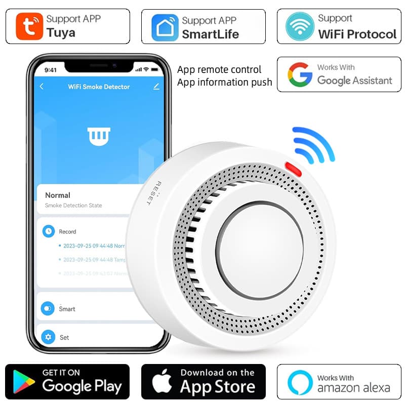 Cross-border graffiti smoke alarm smart home tuya smoke fire alarm WIFI smoke detector 1