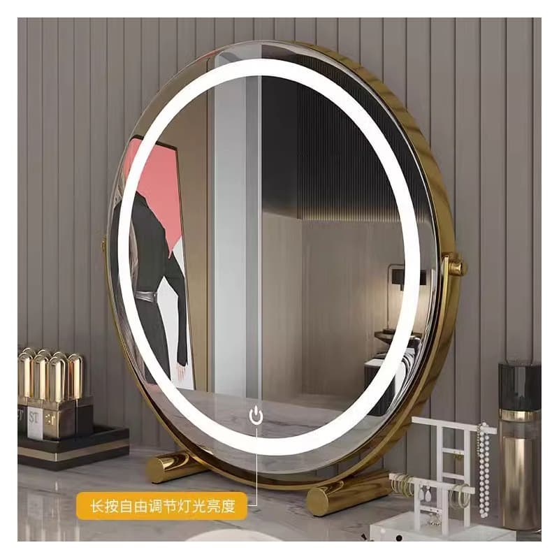 Light luxury mirror makeup mirror desktop with light home smart led light beauty mirror dormitory desktop dresser high 3