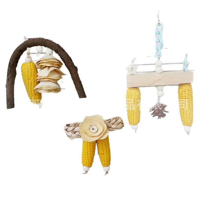 Pet bird toy parrot natural corn cob nibbling string bird cage decompression play bird supplies accessories spot wholesale 6
