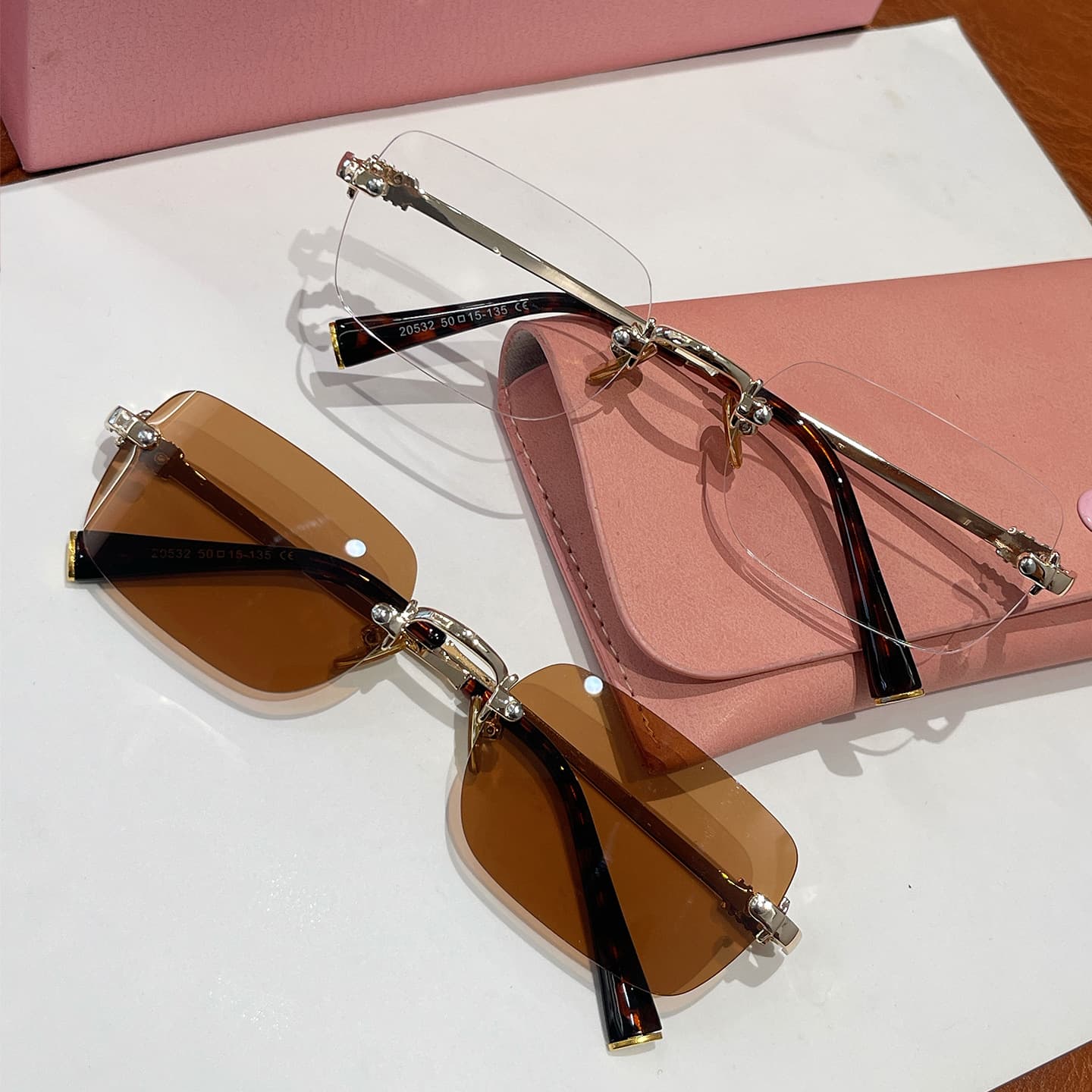 Miao series SMU B50S rimless glasses frame, fashionable and versatile plain mirrors, casual optical myopia glasses, can be equipped with myopia glasses 3