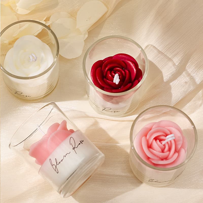 Rose scented candle glass cup shape wax scented home decoration ornaments Valentine's Day wedding and engagement souvenirs 3
