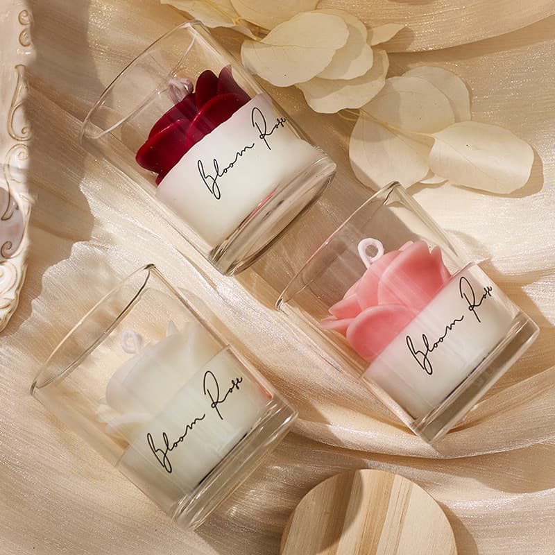 Rose scented candle glass cup shape wax scented home decoration ornaments Valentine's Day wedding and engagement souvenirs 4
