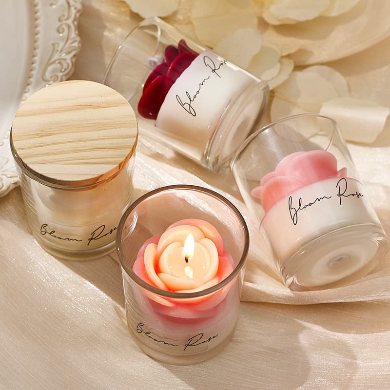Rose scented candle glass cup shape wax scented home decoration ornaments Valentine's Day wedding and engagement souvenirs 5