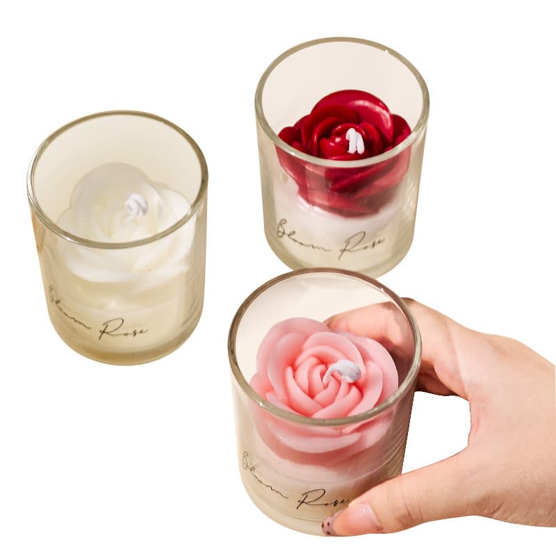 Rose scented candle glass cup shape wax scented home decoration ornaments Valentine's Day wedding and engagement souvenirs 6