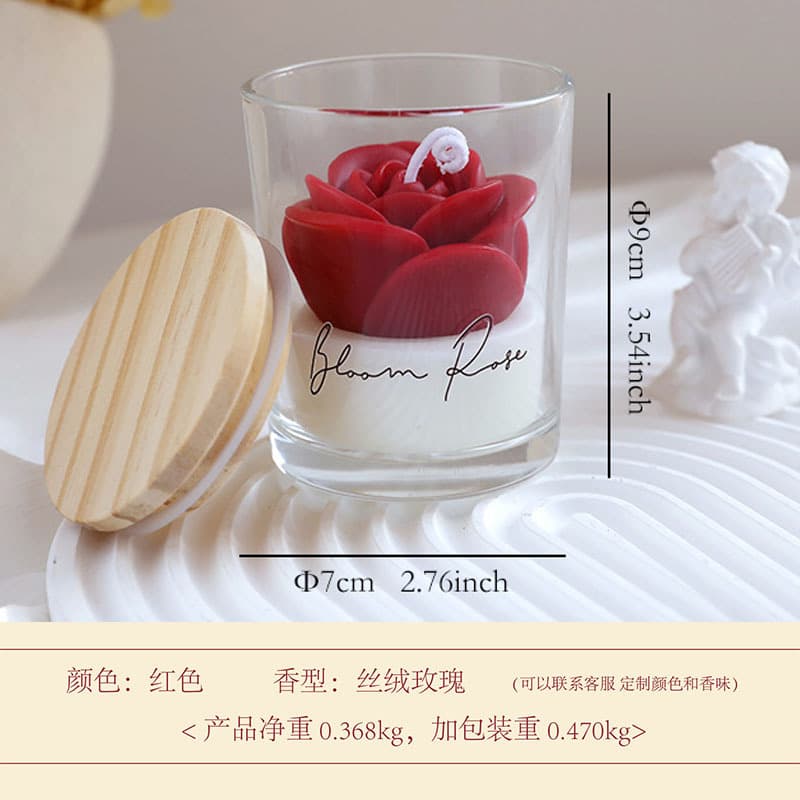 Rose scented candle glass cup shape wax scented home decoration ornaments Valentine's Day wedding and engagement souvenirs 7