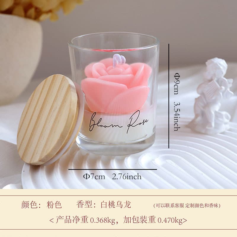Rose scented candle glass cup shape wax scented home decoration ornaments Valentine's Day wedding and engagement souvenirs 9