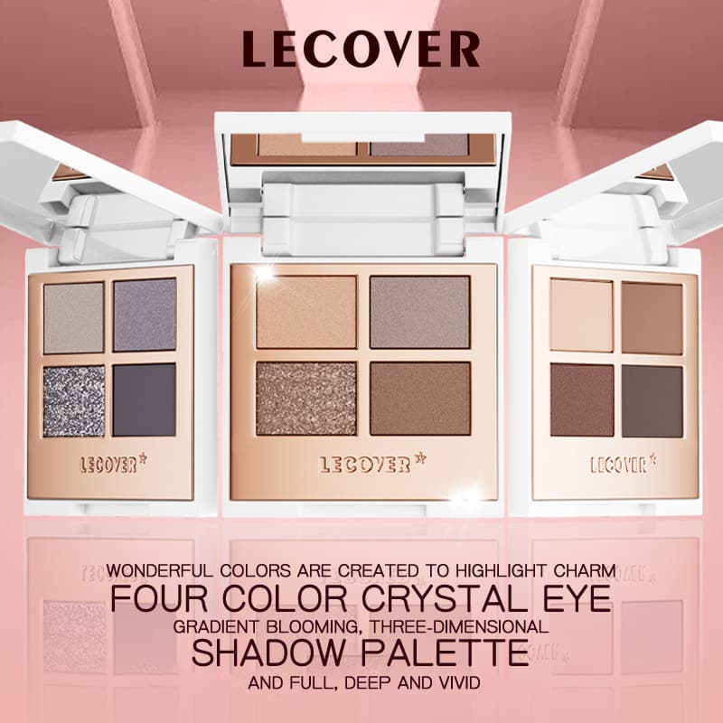 LC four-color eyeshadow palette new women's LECOVER matte pearly glitter super flash European and American high-gloss eyeshadow 4