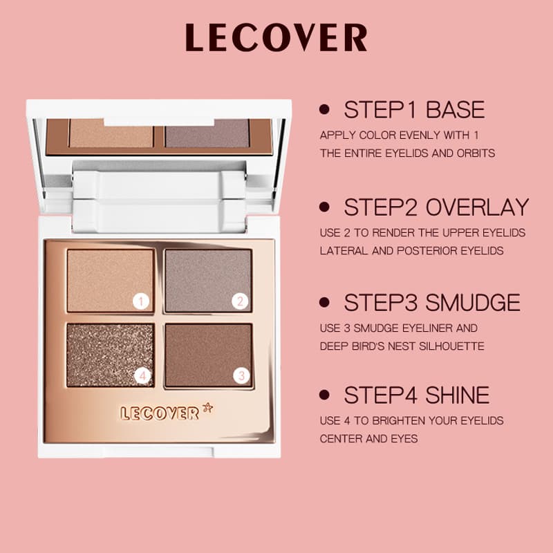 LC four-color eyeshadow palette new women's LECOVER matte pearly glitter super flash European and American high-gloss eyeshadow 5
