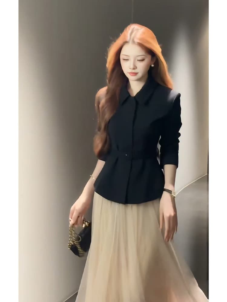 2025 Autumn Fashion Temperament New Product Hot Style Internet Celebrity Same Style French Temperament Top High Waist Half Body Slim Skirt for Women 7