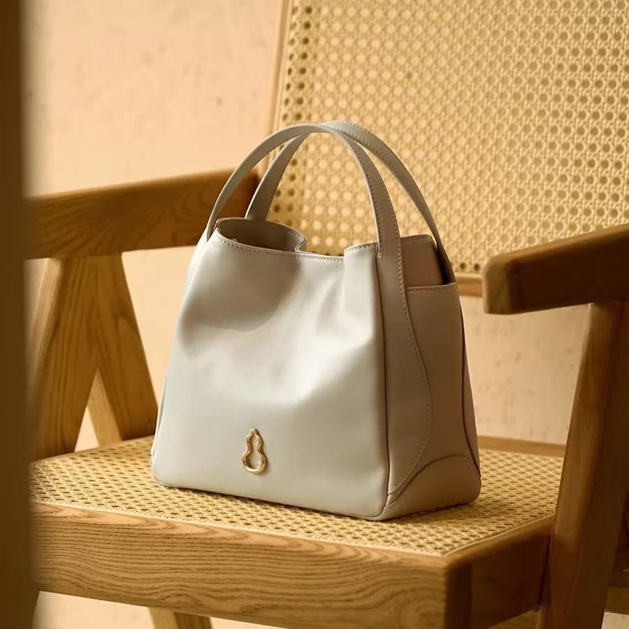 BAMPO Banpo Perfect Bag Small First Layer Cowhide Side Vegetable Basket Bag Women's 2025 Spring New Portable Crossbody Bag 5
