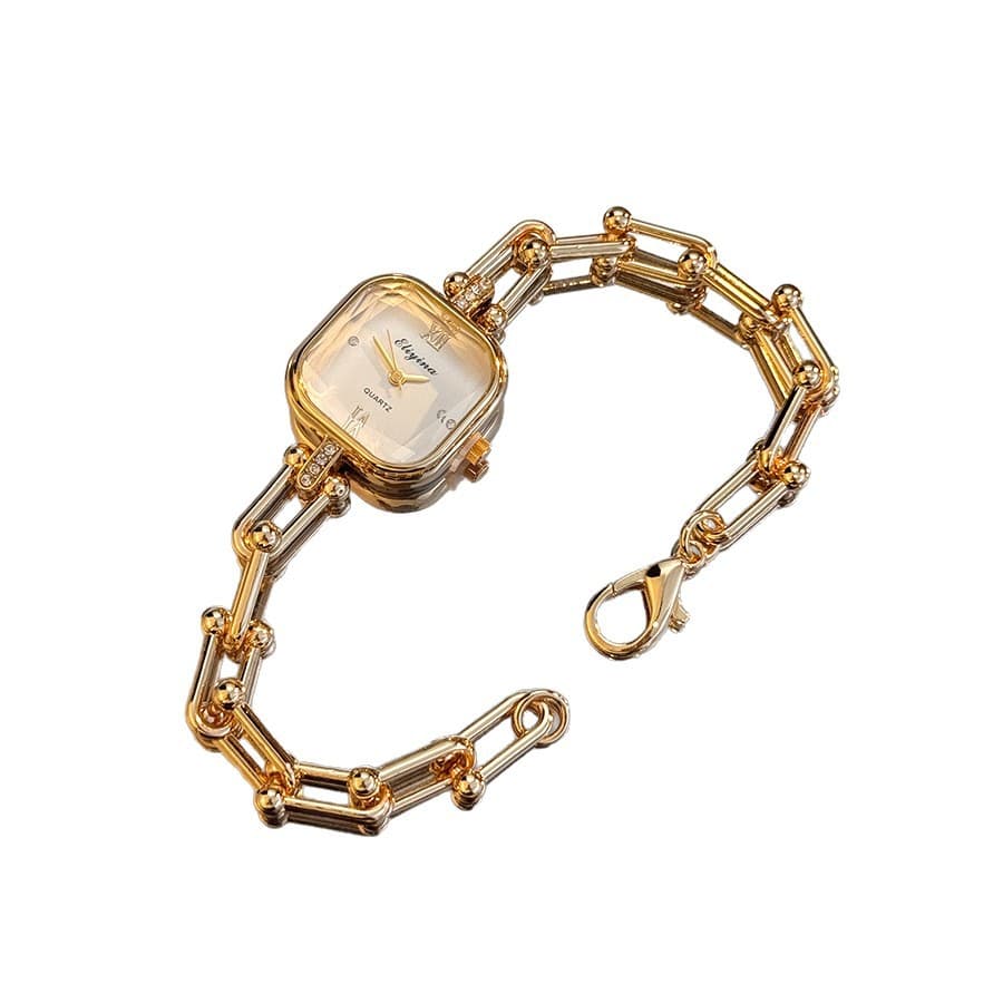 High-end niche bracelet watch, light luxury creative square multi-faceted glass quartz watch chain, middle-aged small watch 6