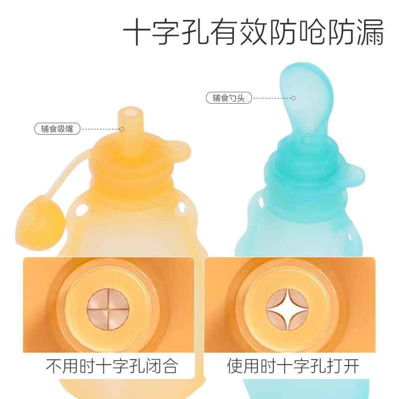 Cross-border baby food supplement bottle, rice cereal bottle, squeeze spoon, baby silicone feeding spoon, milk storage bag, rice cereal baby 4