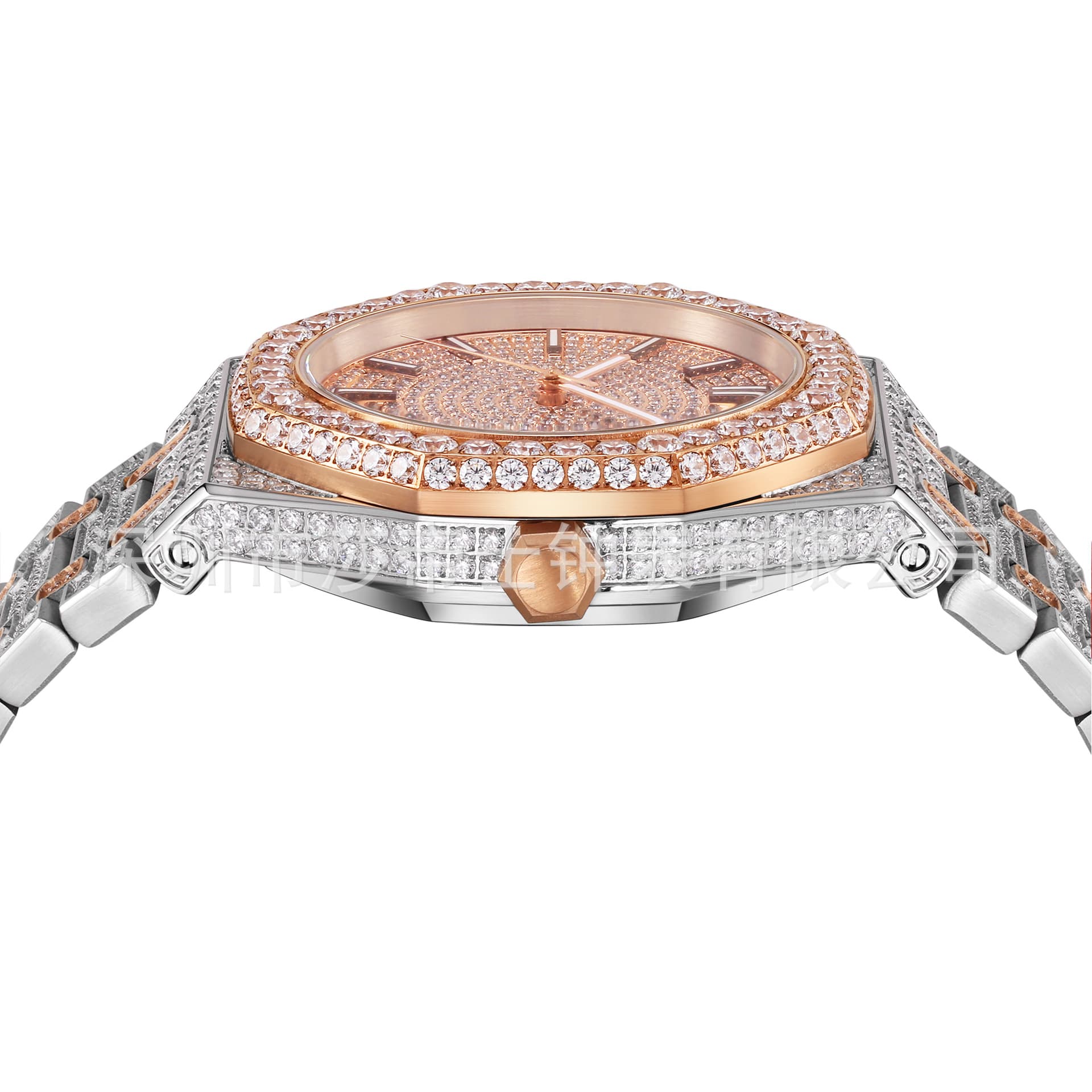 Factory wholesale and retail men's luxury diamond watch stainless steel material analog round dial can be shipped in one piece 3