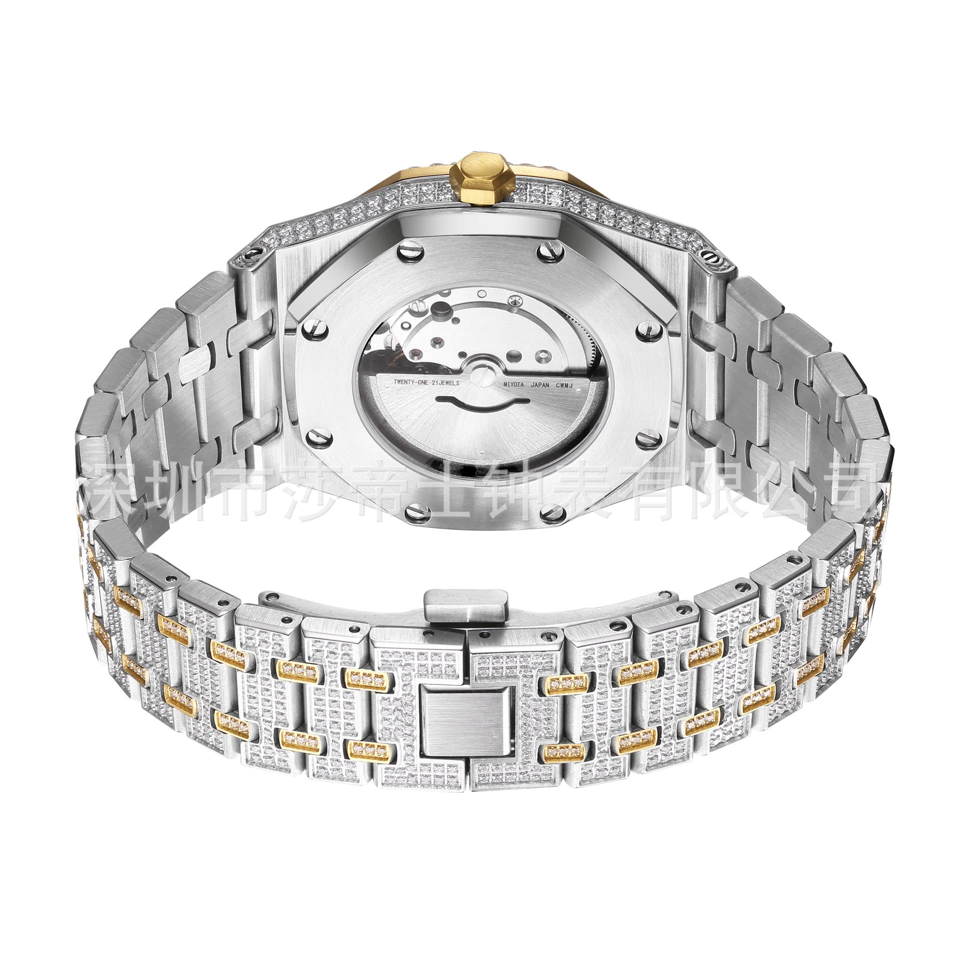 Factory wholesale and retail men's luxury diamond watch stainless steel material analog round dial can be shipped in one piece 5