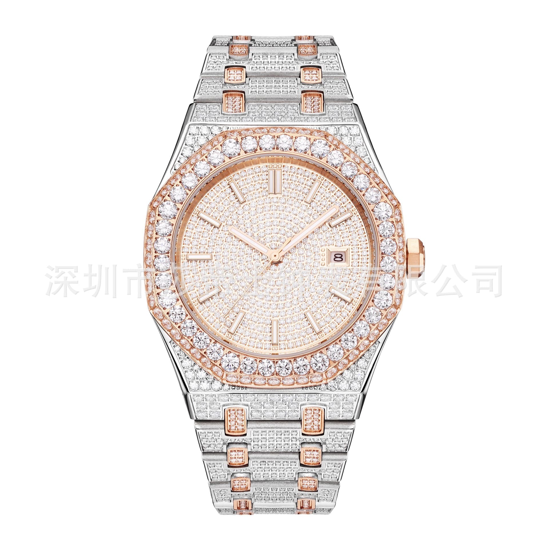 Factory wholesale and retail men's luxury diamond watch stainless steel material analog round dial can be shipped in one piece 1