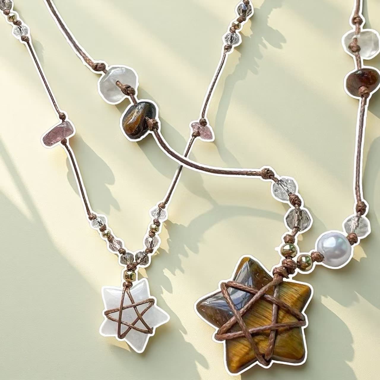 Sweet and cool braided rope crystal net pocket five-pointed star necklace pull necklace female personality fashion ins versatile clavicle chain 5