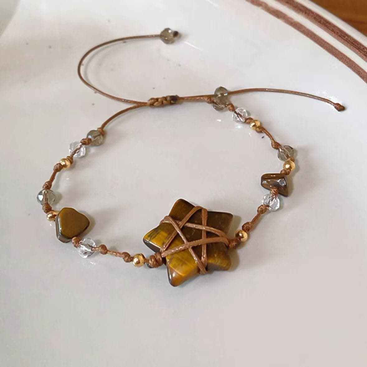 Sweet and cool braided rope crystal net pocket five-pointed star necklace pull necklace female personality fashion ins versatile clavicle chain 8