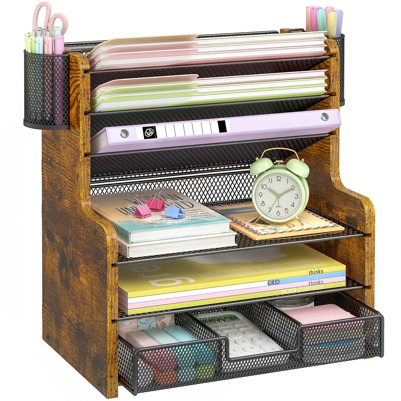 Cross-border 6-layer desk storage rack with pen holder combination desktop file organizer A4 file desk organizer 1