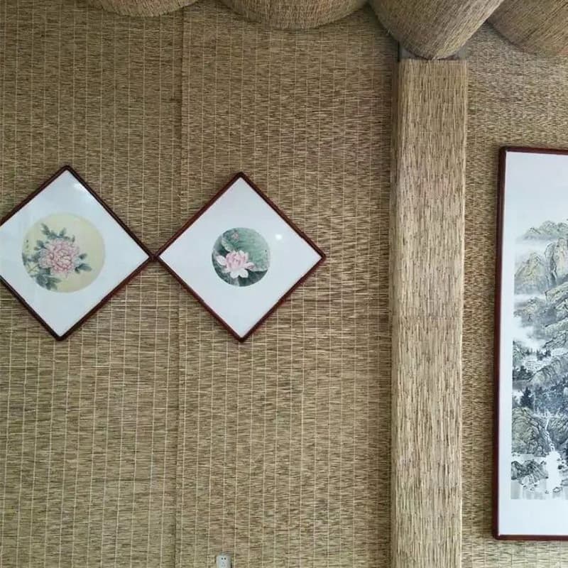 Chinese style sunshade reed curtain wall decoration ceiling straw curtain cross-border partition lifting bamboo curtain rolling curtain 5