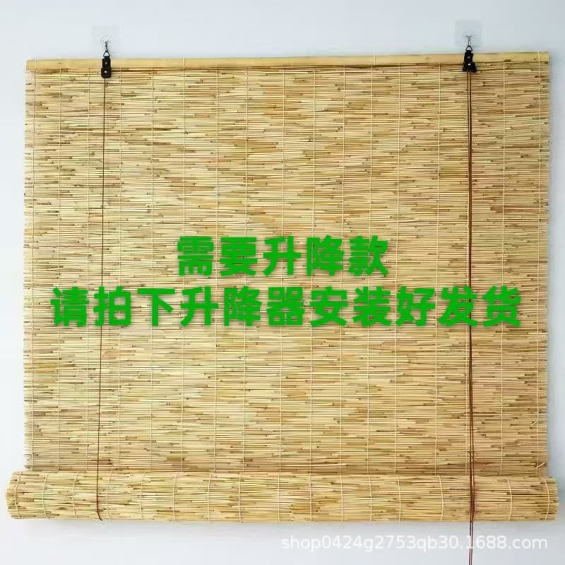 Chinese style sunshade reed curtain wall decoration ceiling straw curtain cross-border partition lifting bamboo curtain rolling curtain 9