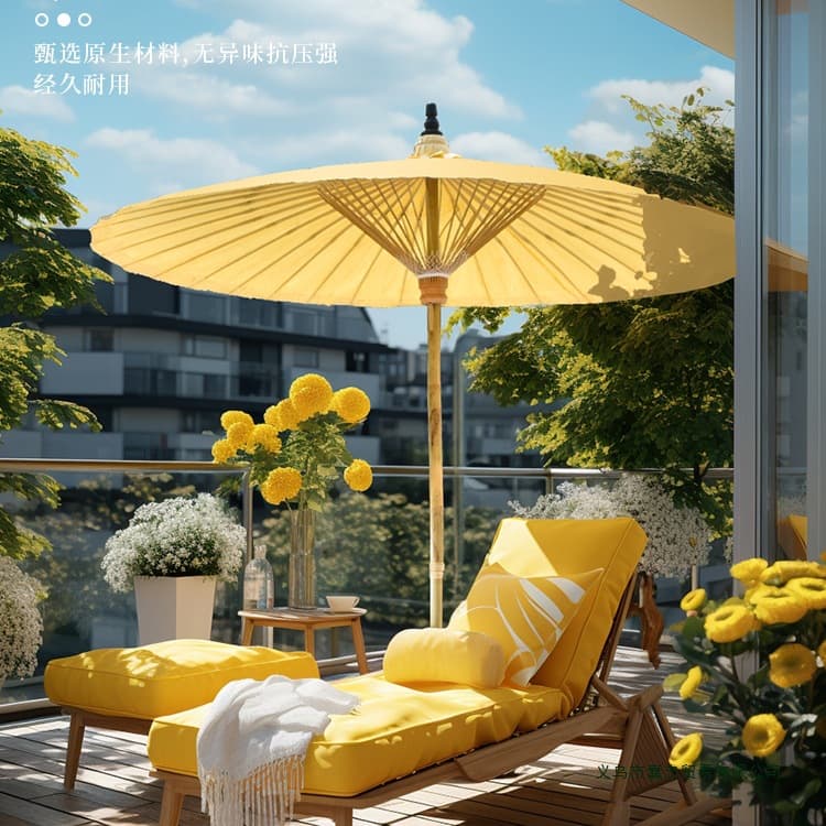 Parasol outdoor courtyard garden courtyard antique decorative umbrella for cooking tea around the stove large oil paper umbrella center column umbrella rainproof 4