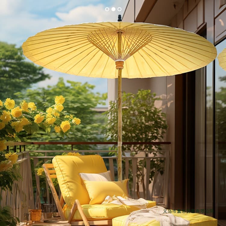 Parasol outdoor courtyard garden courtyard antique decorative umbrella for cooking tea around the stove large oil paper umbrella center column umbrella rainproof 5