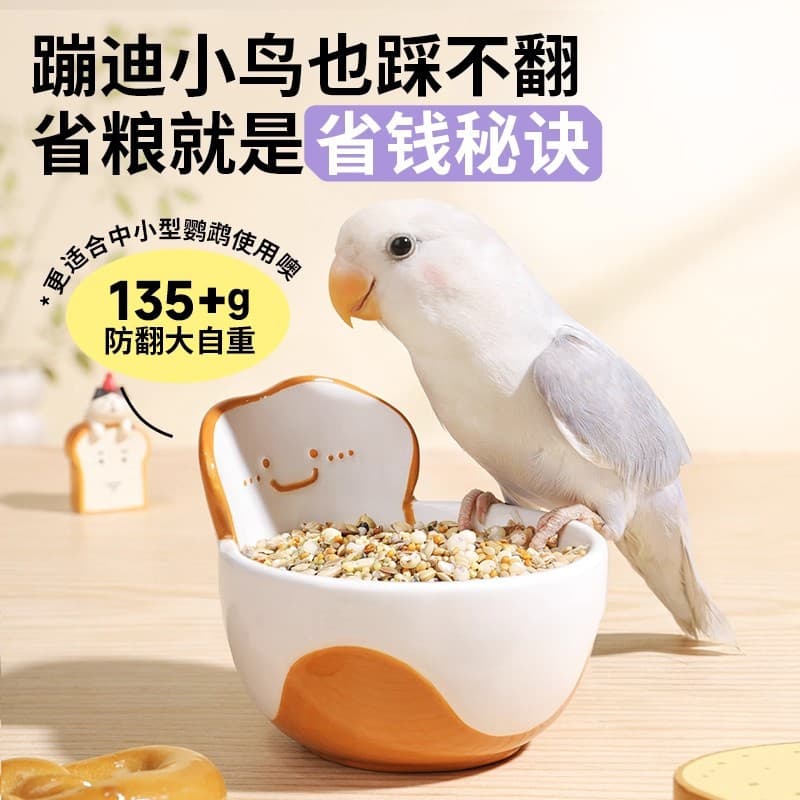 Parrot ceramic food bowl feeder, anti-spreading bird food jar, water bowl, food box, cockatiel cage, bird cage accessories 4