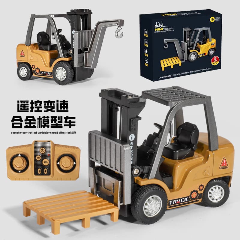 Cross-border mini remote control forklift crane alloy 1:64 wireless bluetooth remote control engineering vehicle toy liftable forklift 1