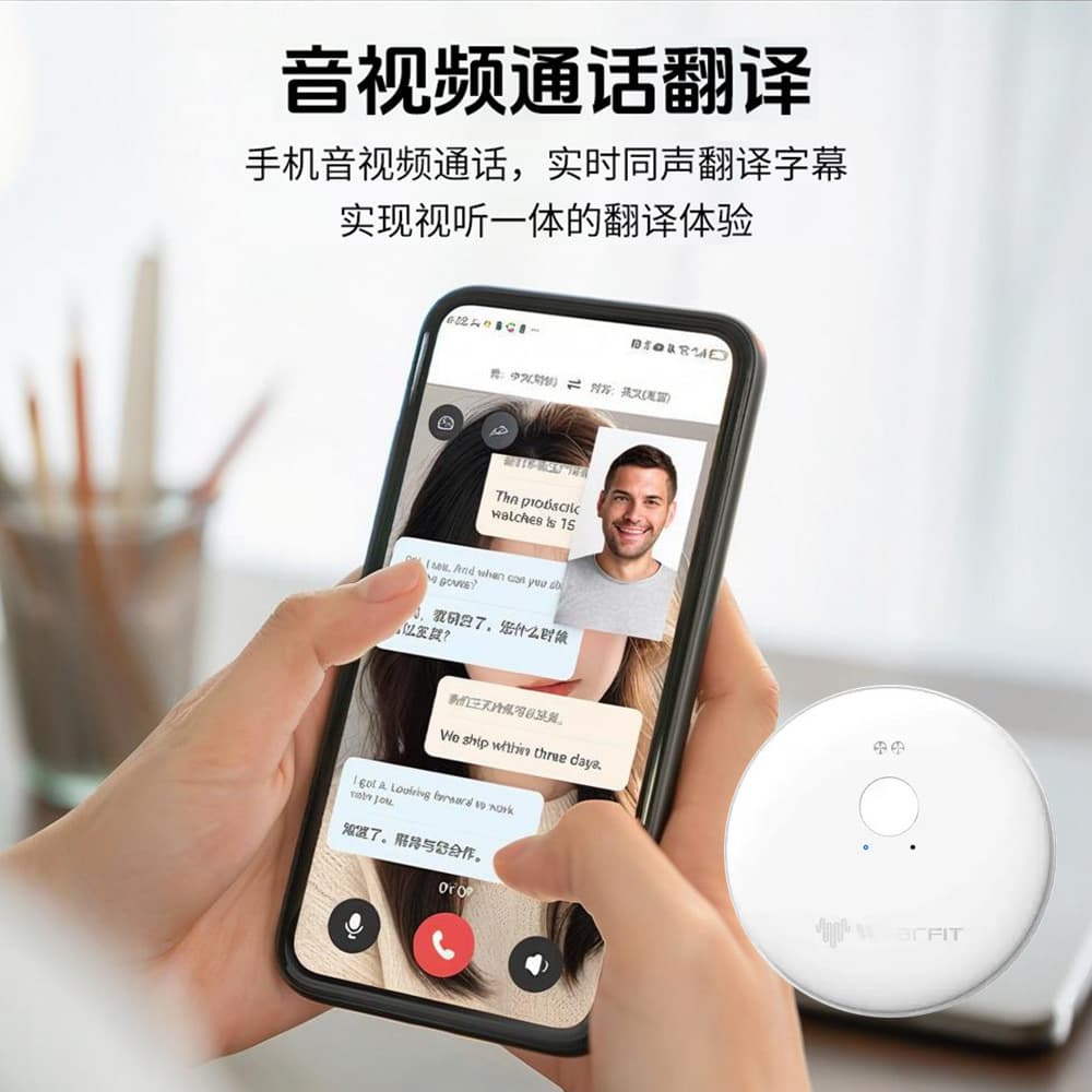 Ai real-time intelligent translator simultaneous translation back clip magnetic back sticker AI mobile assistant voice device voice control 4