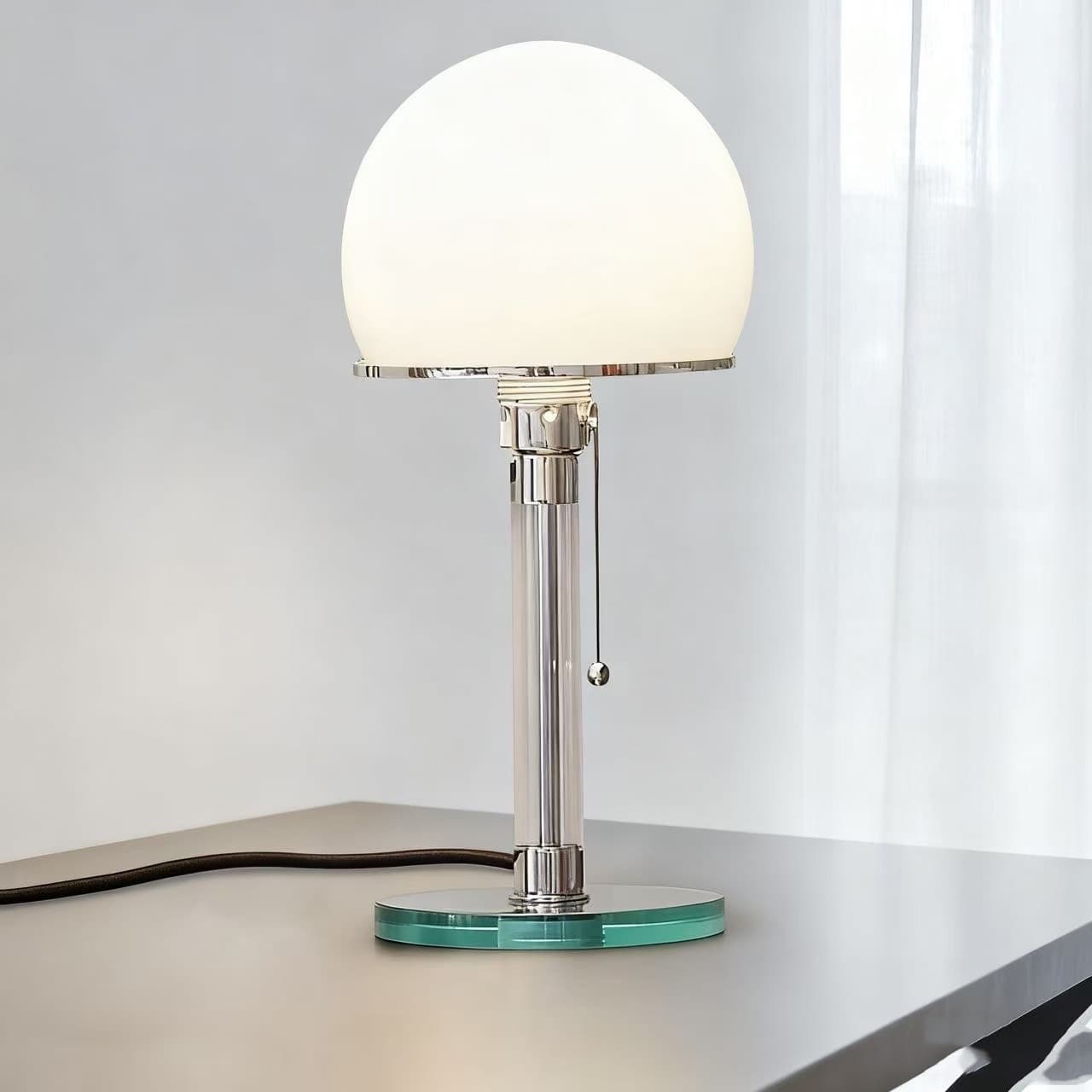 Cross-border medieval Bauhaus table lamp Danish designer atmosphere decoration glass pull switch bedroom bedside lamp 2