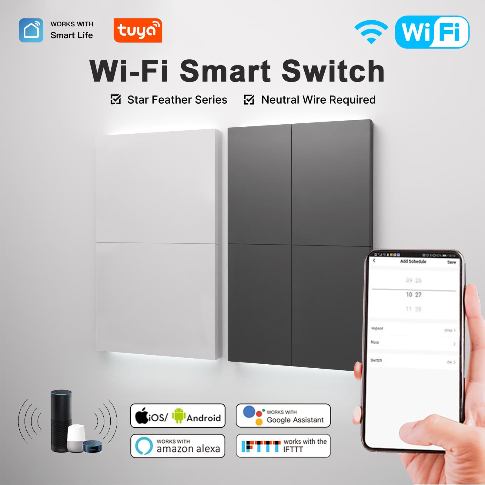 Type 118 US standard Tuya smart home WIFI switch voice control panel wall button smart switch 1