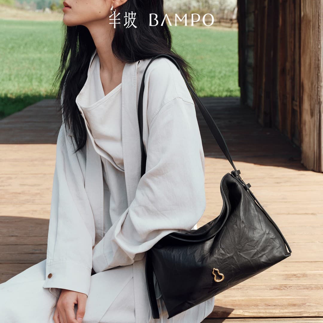 [Same style as Dong Jie] BAMPO Banpo Mianmian bag medium size first layer cowhide tote bag commuter crossbody hobo bag 3