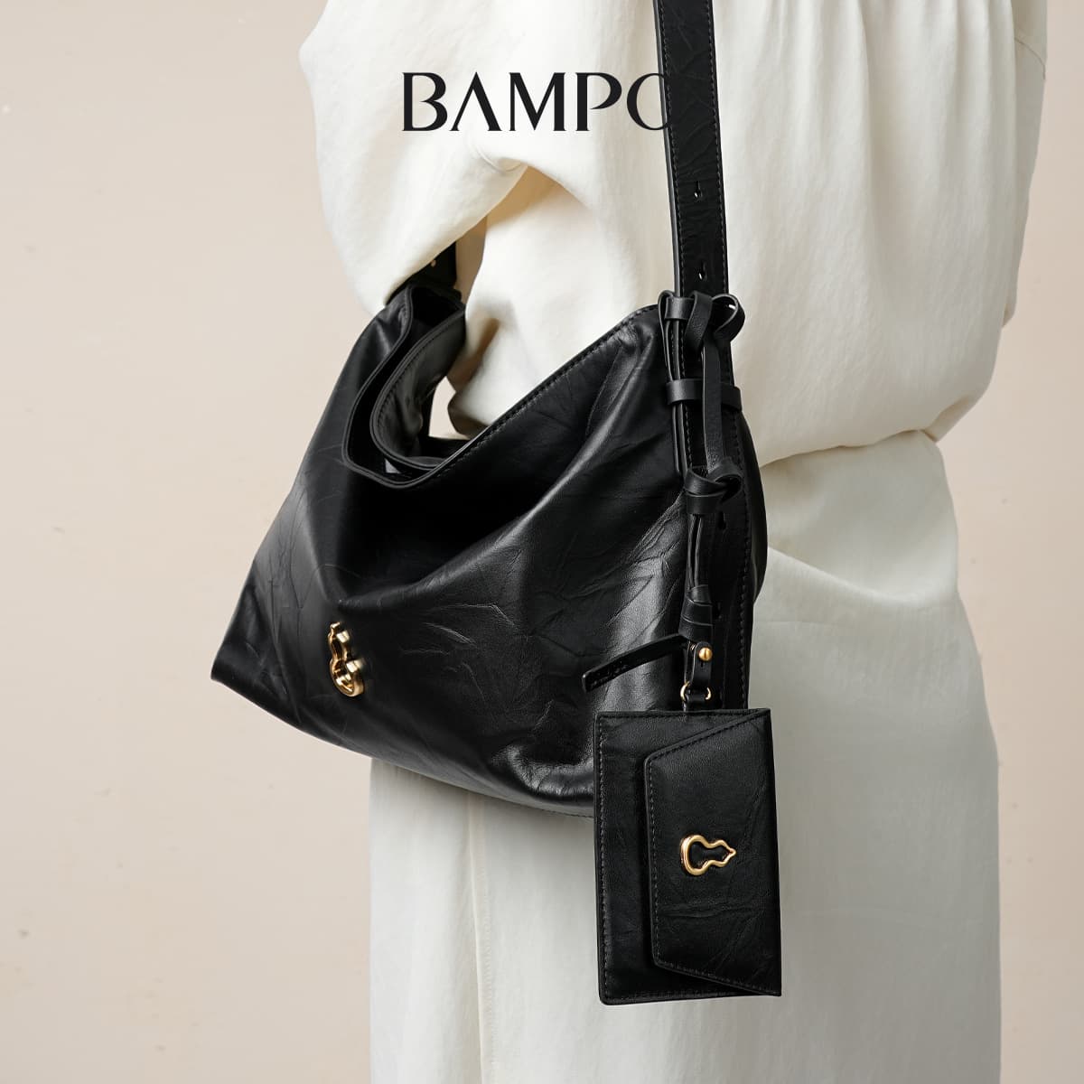 [Same style as Dong Jie] BAMPO Banpo Mianmian bag medium size first layer cowhide tote bag commuter crossbody hobo bag 8