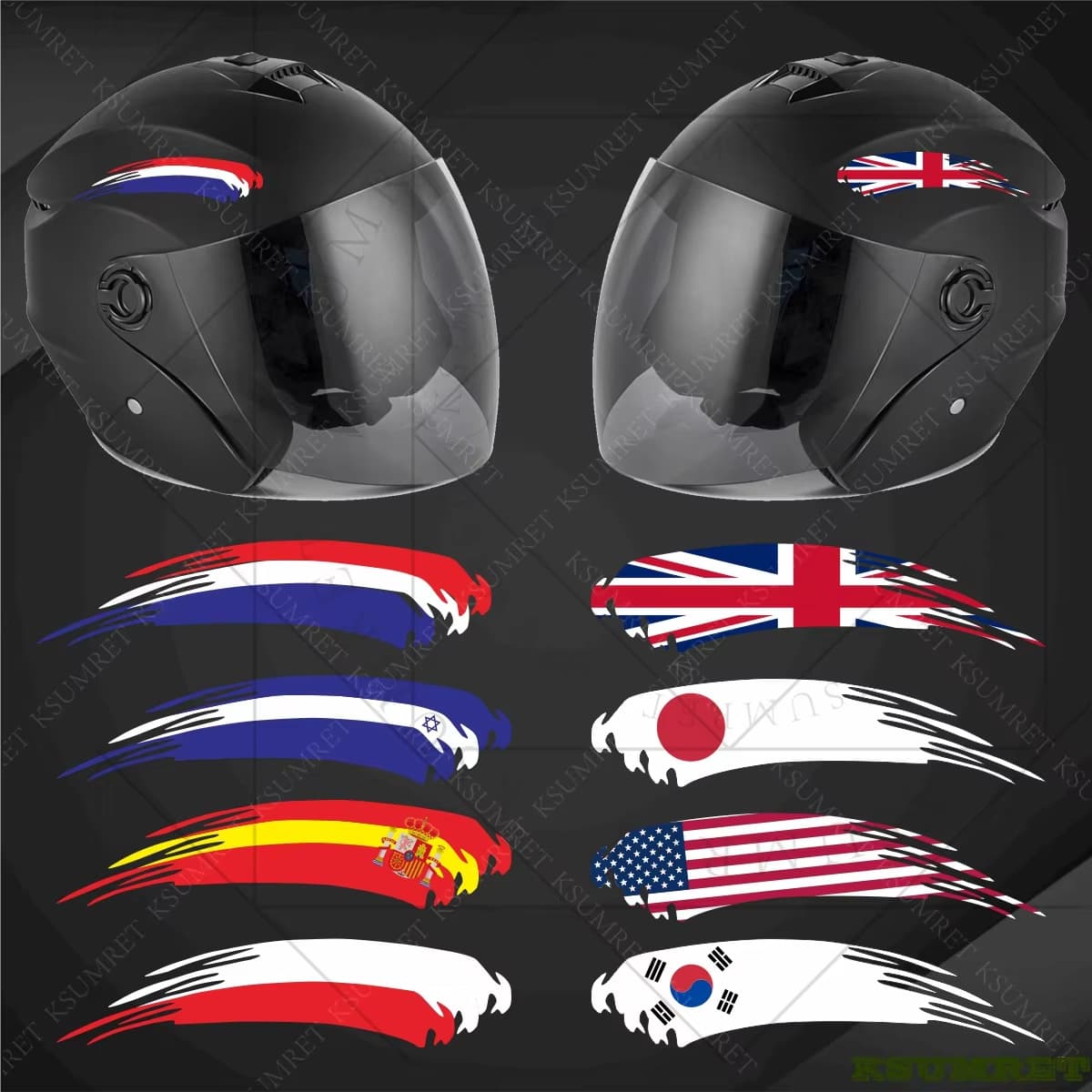 Motorcycle stickers are suitable for helmet decals, national flags, waterproof stickers, helmet modification accessories stickers 1