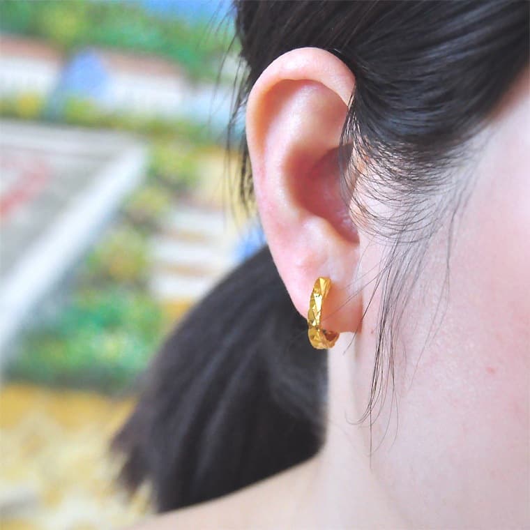 Douyin's popular golden crushed ice sparkling baby's breath earrings with irregular section and sparkling earrings 4