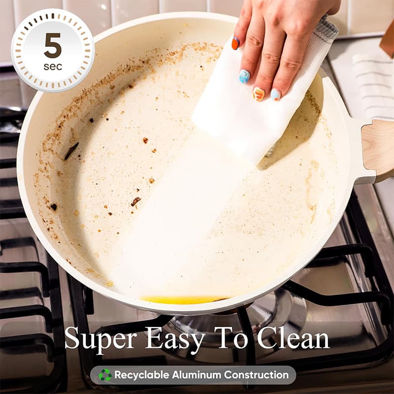 Cross-border granite pot set kitchen supplies complete set of medical stone non-stick frying pan cooking pot 5