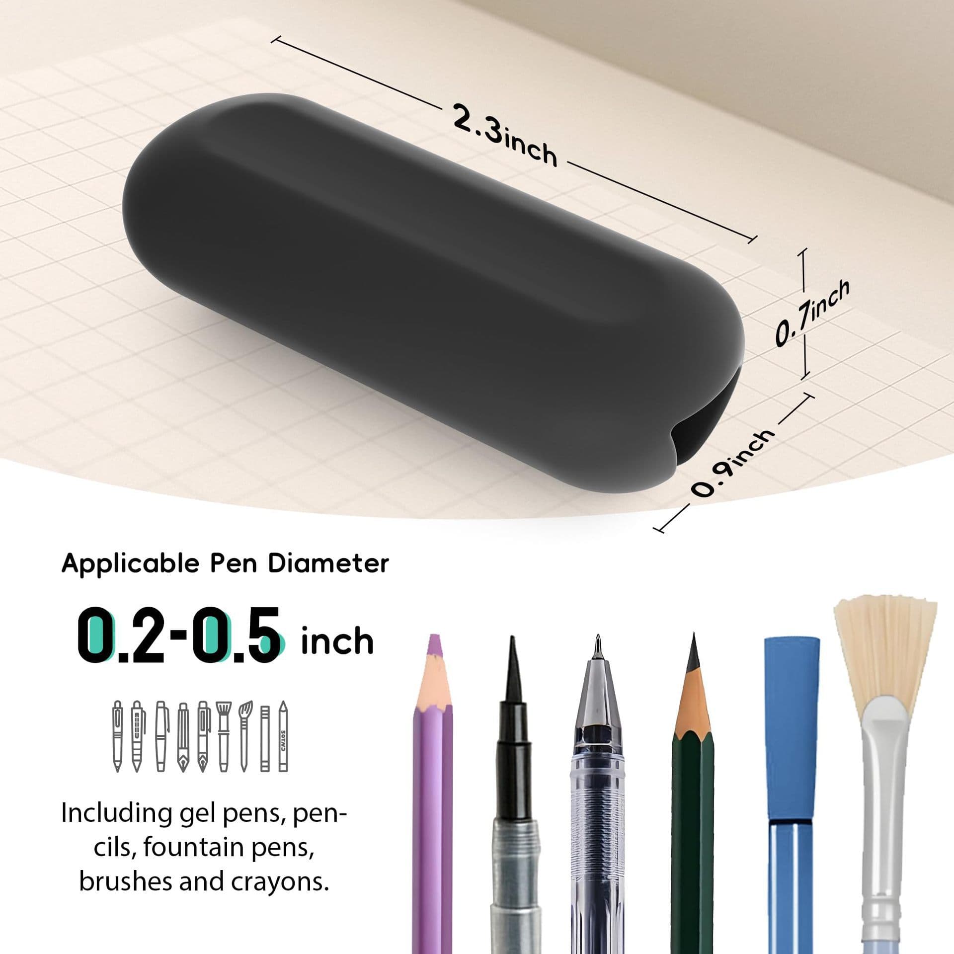 Silicone pen cover, weighted pencil grip, writing aid, enhanced writing stability, universal fit, adjustable 4