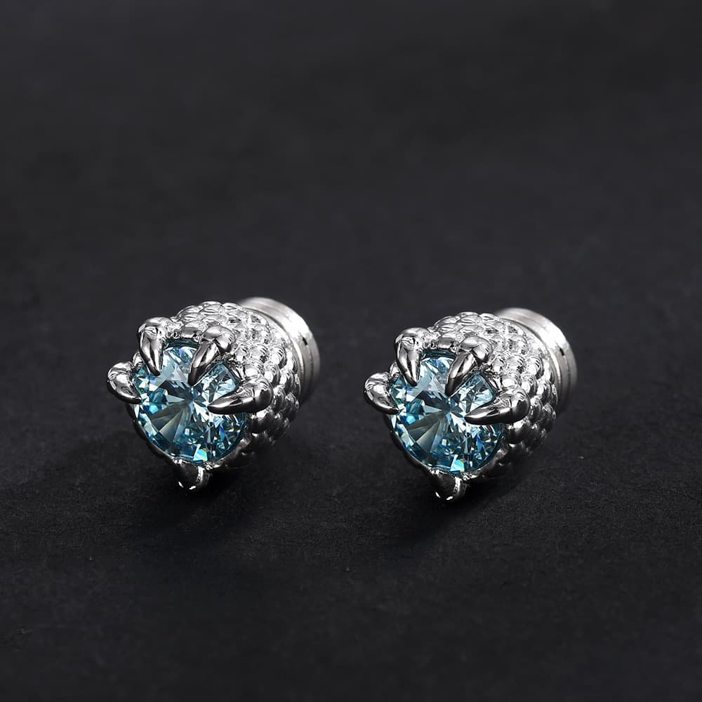 Maldives Blue Dragon Claw Freshwater Blue Magnetic Ear Clamp for Men European and American Hip Hop No Hole Design Earrings for Women 2