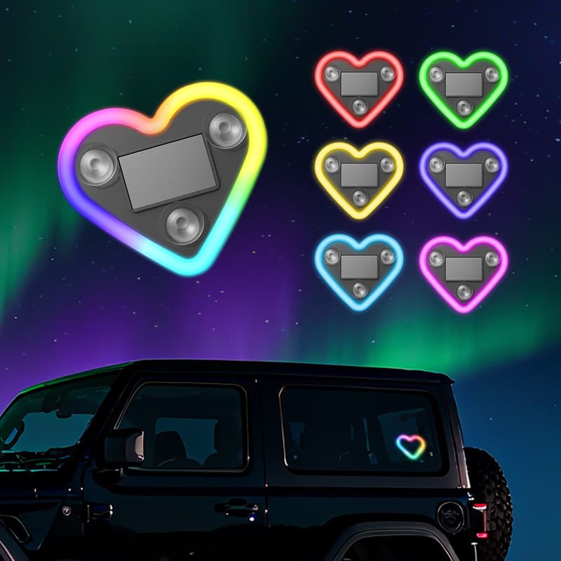 Drop shipping】Car solar triangle window love light heart-shaped atmosphere light interior neon LED atmosphere light 1