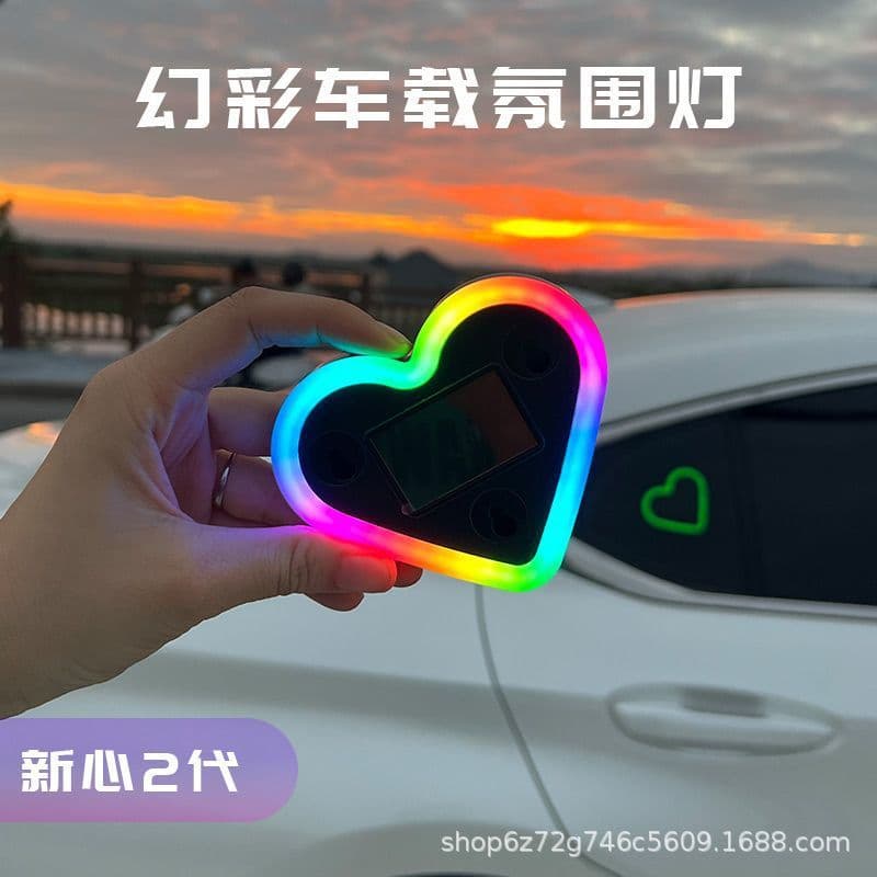 Second generation car solar triangular window heart light luminous heart-shaped atmosphere light interior wiring-free LED decoration 3