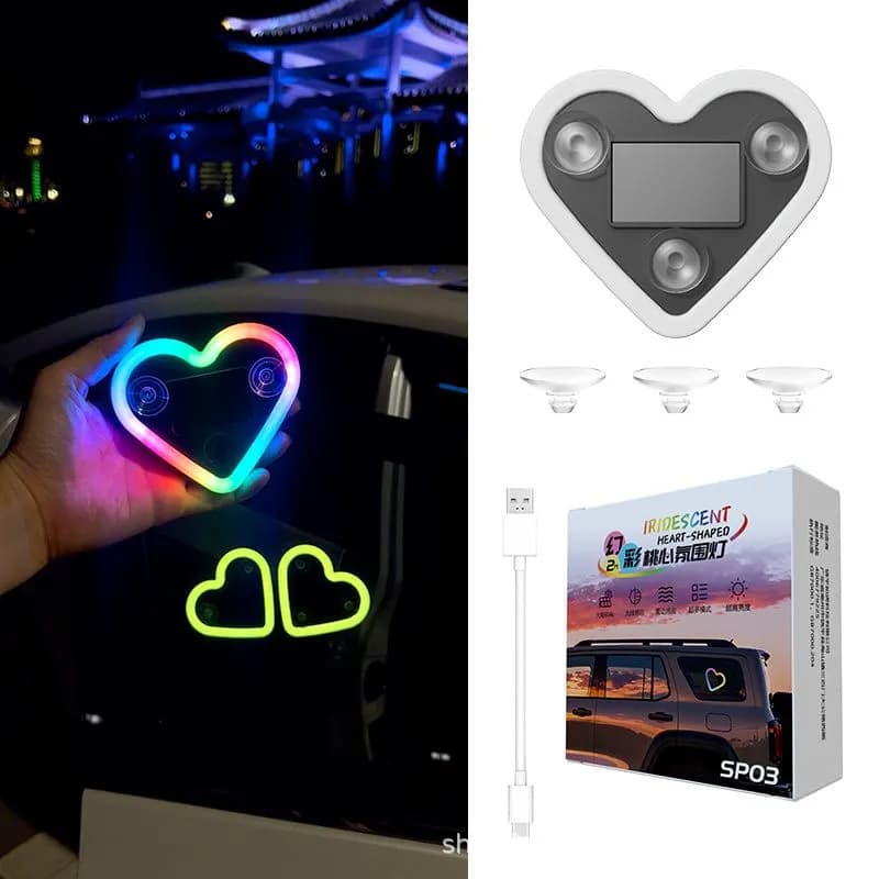 Second generation car solar triangular window heart light luminous heart-shaped atmosphere light interior wiring-free LED decoration 4