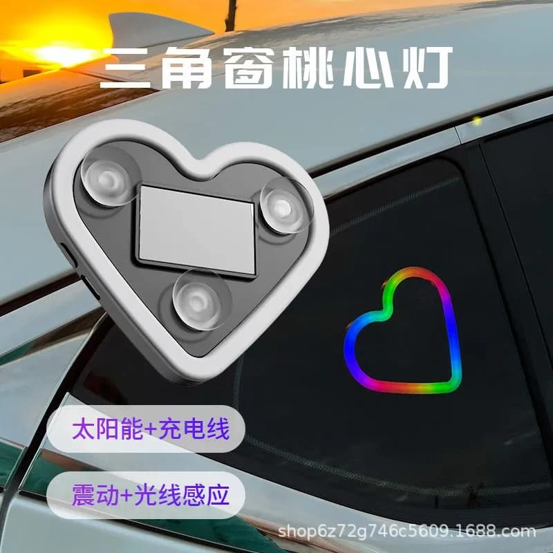 Second generation car solar triangular window heart light luminous heart-shaped atmosphere light interior wiring-free LED decoration 5