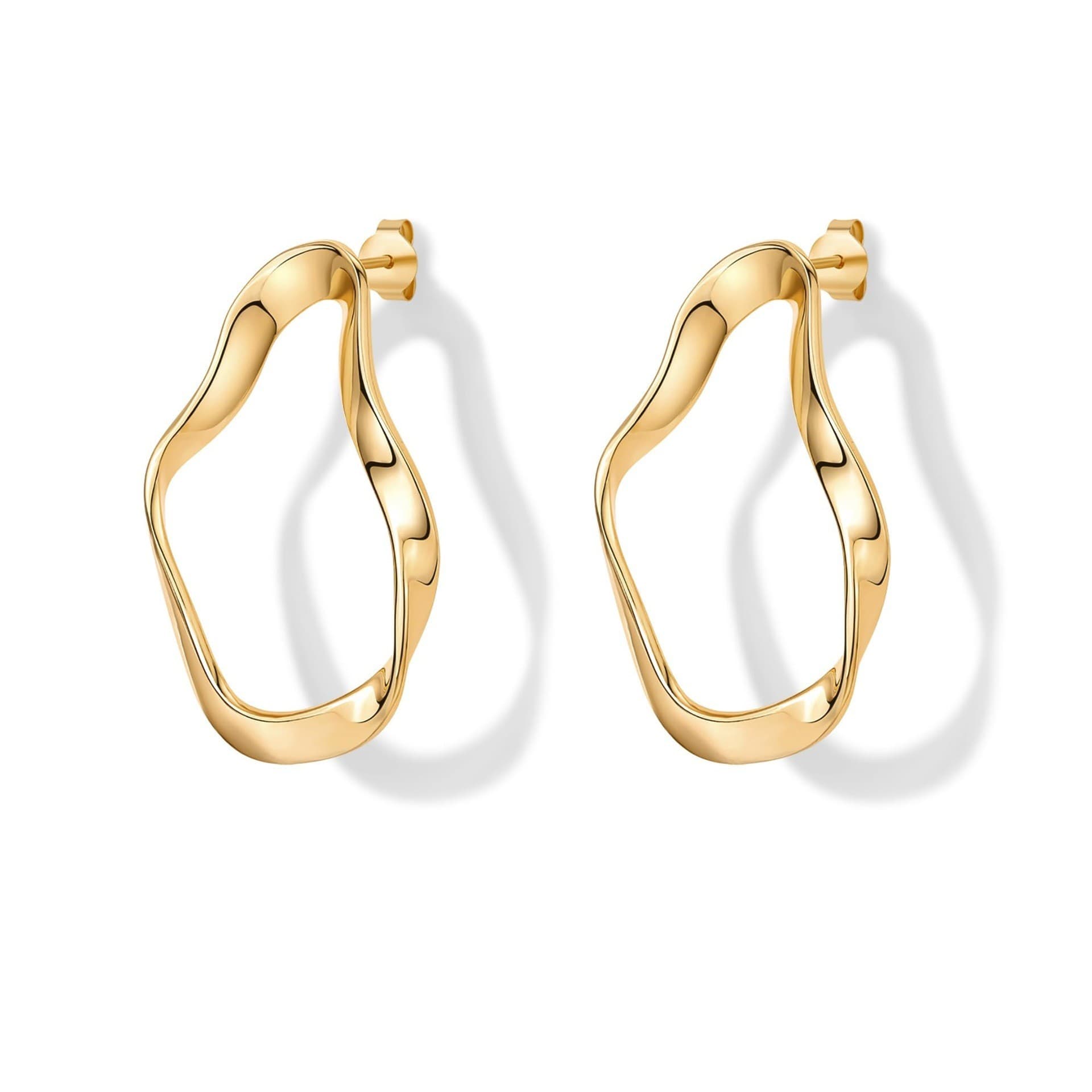 Brass electroplated real gold cross-border ladies 14K wave shaped personalized pendant earrings lightweight twisted infinite ring manufacturer 4