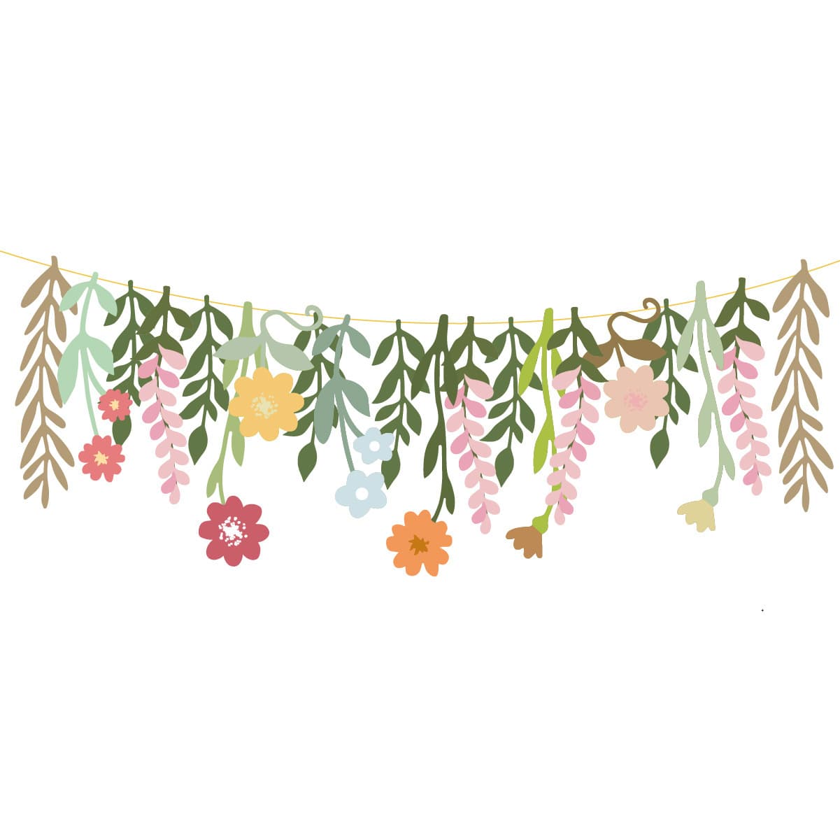 New cross-border floral theme birthday holiday party decoration supplies flag flower banner set atmosphere flag 10