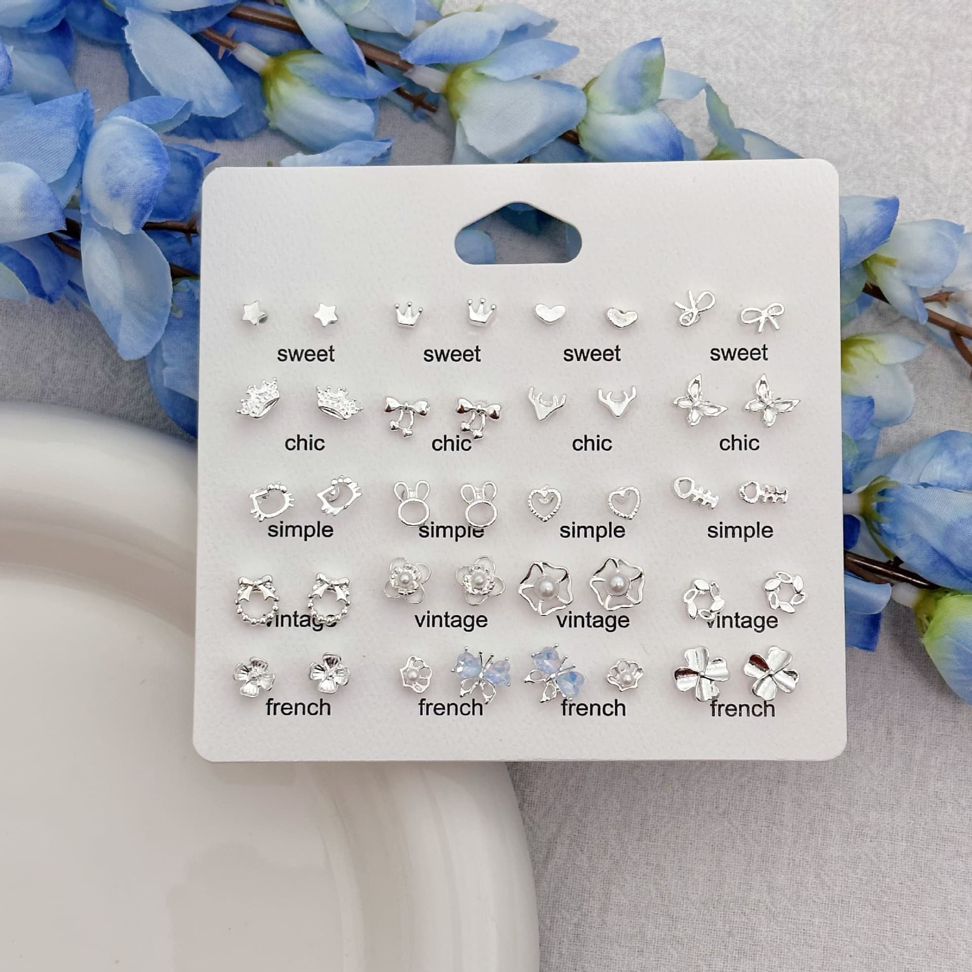 Korean version of light luxury high-end earrings with niche design and niche temperament earrings set fashionable and versatile earrings wholesale 5