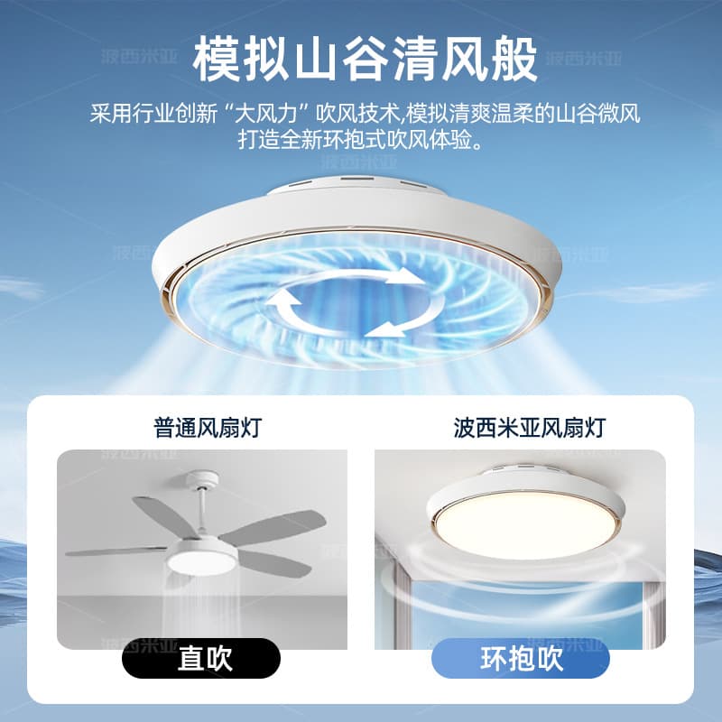 Factory direct sales new bladeless fan ceiling lamp for bedroom and restaurant eye protection mute frequency conversion invisible ceiling fan lamp 3