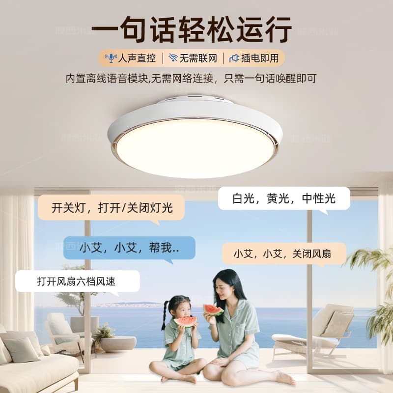 Factory direct sales new bladeless fan ceiling lamp for bedroom and restaurant eye protection mute frequency conversion invisible ceiling fan lamp 4