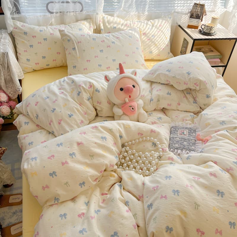 Category A pure cotton maternal and infant grade double-layer gauze four-piece set ins cotton naked bed sheet quilt cover dormitory three-piece set 3