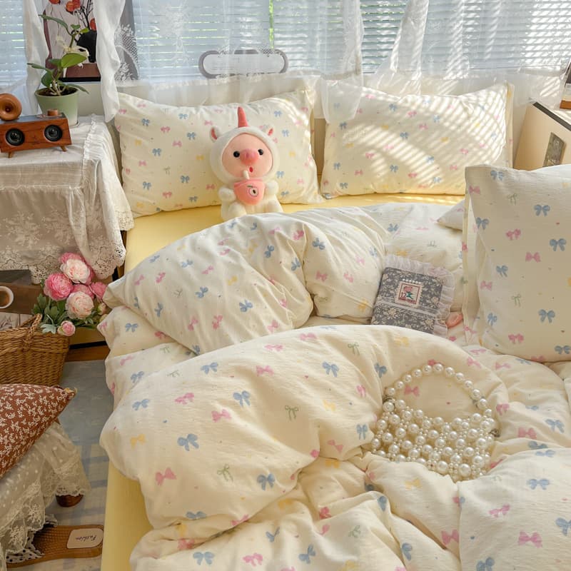 Category A pure cotton maternal and infant grade double-layer gauze four-piece set ins cotton naked bed sheet quilt cover dormitory three-piece set 4