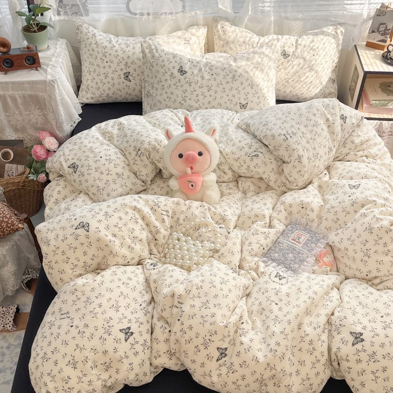 Category A pure cotton maternal and infant grade double-layer gauze four-piece set ins cotton naked bed sheet quilt cover dormitory three-piece set 9